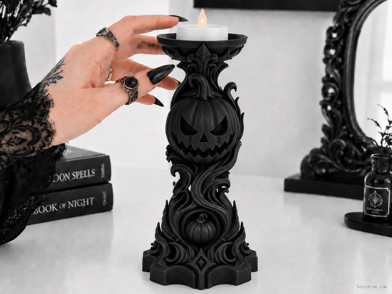 Halloween Samhain Pumpkin LED goth Tealight Holder